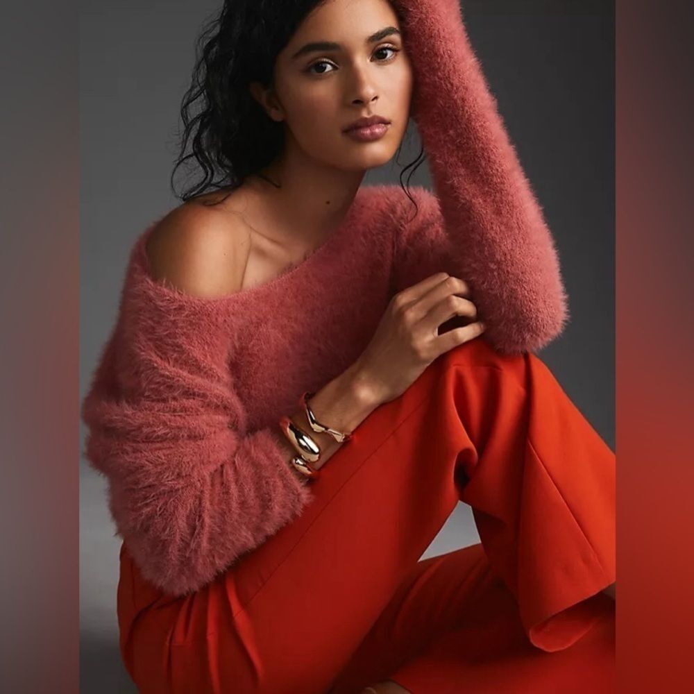 Anthropologie Pilcro Cropped Eyelash Sweater